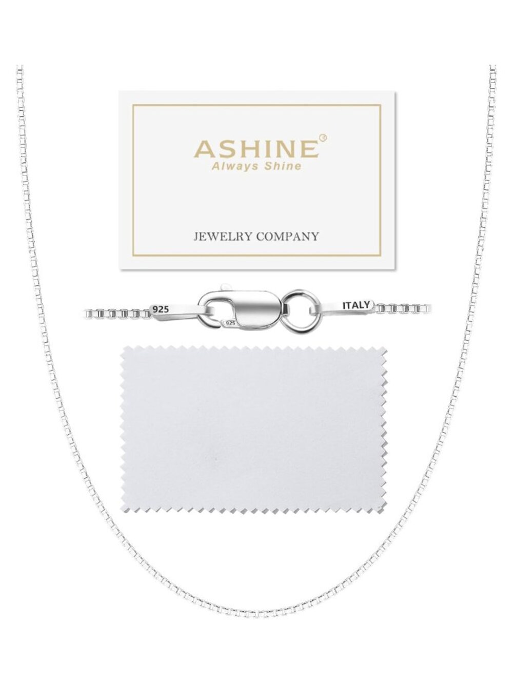 Women's Sterling Silver Box Chain Necklace 20 Inch Pendant Chain